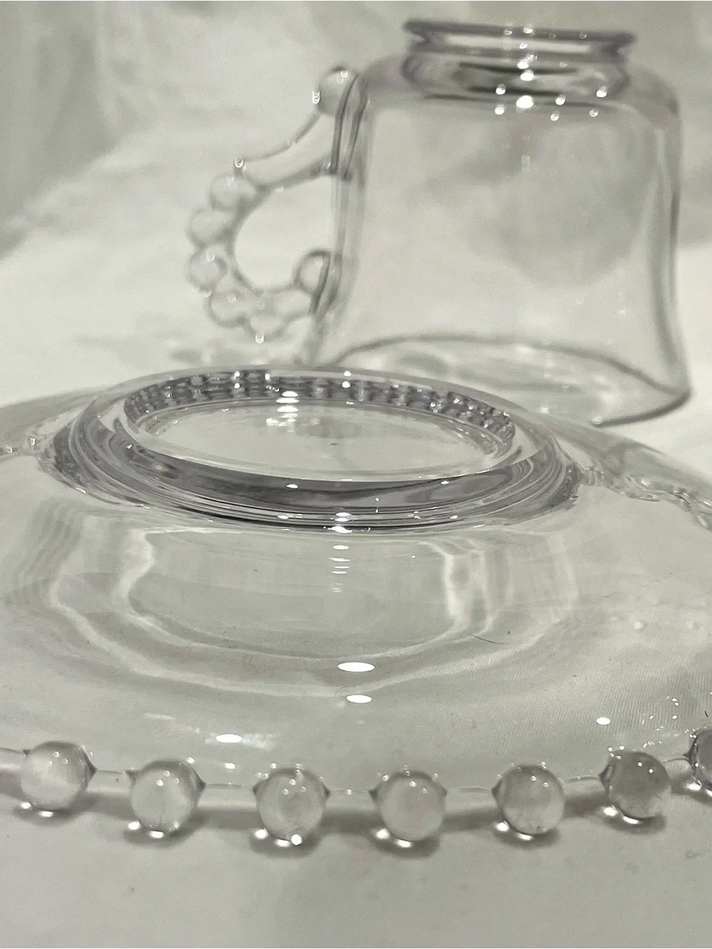 Imperial Glass “Candlewick” Crystal Beaded Teacup & Saucer Set (x3) | VTG | EUC